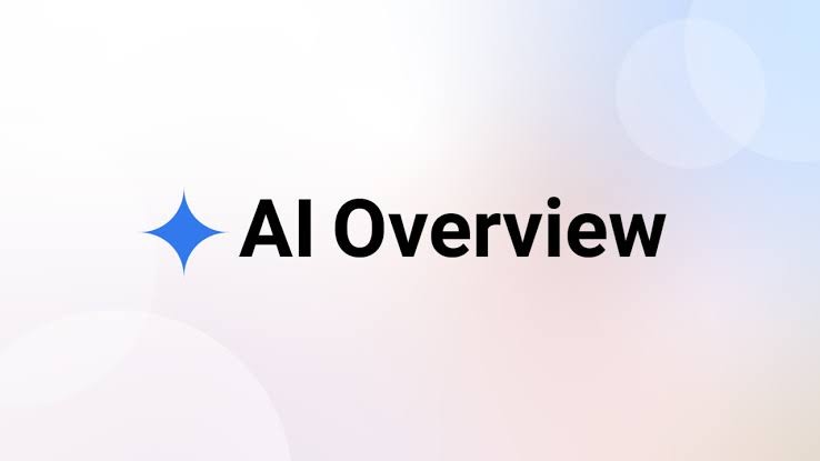 AI Overview graphic with a blue sparkle icon next to the words AI Overview